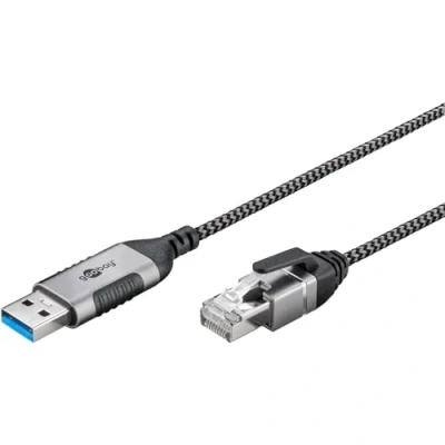 Afbeelding van Goobay USB A naar RJ45 LAN kabel Slimline USB3.0 CAT6 zwart 2 meter
