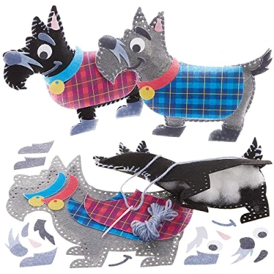 Afbeelding van Baker Ross FX692 Scottie Terrier Hond Kussen Naaisets Set van 2, Naaien Knutsel Sets voor Kinderen