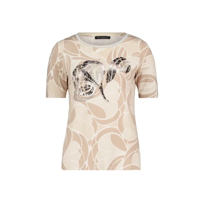 Afbeelding van Betty Barclay MIT Schmucksteinen Tshirt print, Dames, Maat: 36, Taupe nature