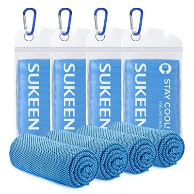 Afbeelding van [4 stuks] Koelhanddoek (40 x 12 inch), ijshanddoek, zachte ademende koude handdoek, microvezel Instant Cooling Handdoek voor yoga, sport, hardlopen, sportschool, training, camping, fitness, training