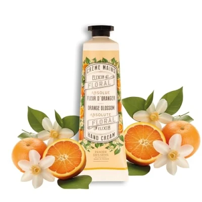 Afbeelding van Panier des Sens vochtinbrengende handcrème, 30 ml, oranje bloesemhandlotion, crème, handmasker olijven en amandelolie handverzorging uit Frankrijk 97% natuurlijke ingrediënten