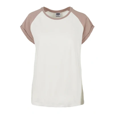 Afbeelding van Urban Classics Contrast Raglan Tshirt print, Dames, Maat: XL, Whitesand/duskrose