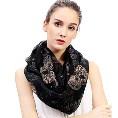 Afbeelding van Lina &amp; Lily Skull Colsjaal voor dames, zwart, One size