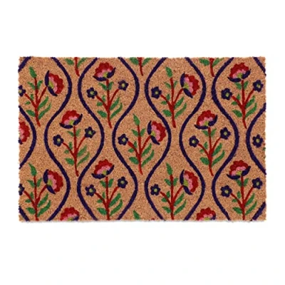 Afbeelding van deurmat kokos bloemen 60 x 40 cm antislip weerbestendig binnen buiten