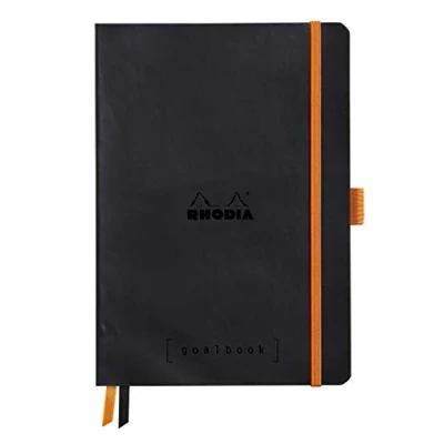 Afbeelding van Rhodia 117571C notitieboekje Goalbook (DIN A5, 14,8 x 21 cm, dot, praktisch en trendy, met zacht deksel, 90 g wit papier, 120 vellen) 1 stuk, zwart