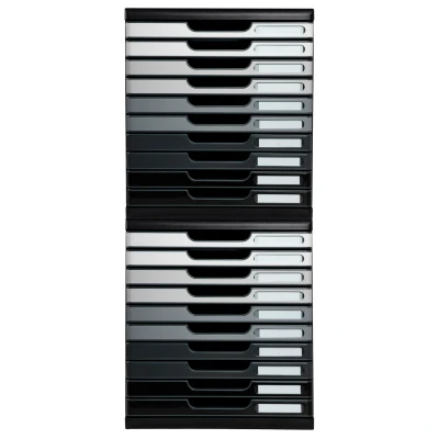Afbeelding van Exacompta ref. 302794D Organisatiesysteem Ladebox MODULO A4 met 10 gesloten laden voor A4+ documenten Afmetingen: Diepte 35 x breedte 28,8 hoogte 32 cm zwart/grijstinten