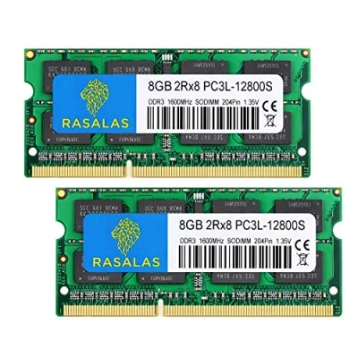 Afbeelding van Rasalas DDR3L 16GB Kit (2x8GB) PC3L 12800S 1600MHz 8GB 2Rx8 PC3 12800 1.35V 204 Pin CL11 Niet ECC Ongebufferd Laptop Geheugen Notebook RAM Module voor Mac iMac pro Intel en AMD Systeem