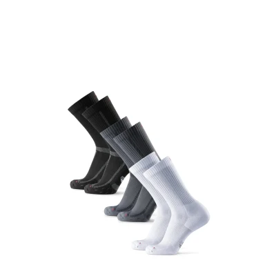 Afbeelding van DANISH ENDURANCE Crew Hardloop Sokken voor Lange Afstanden Dames &amp; Heren, Anti blaar, Lichte Compressie, 3 paar Veelkleurig (1x Zwart/Grijs, 1x Grijs/Zwart, Wit) 43 47