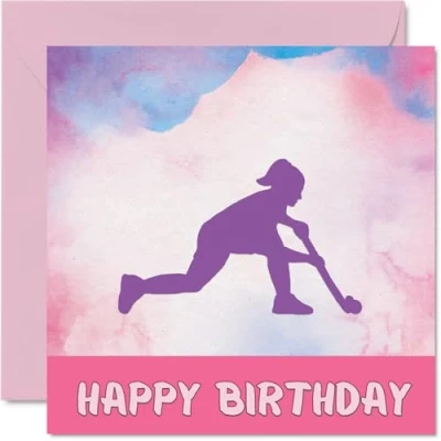 Afbeelding van sport verjaardagskaarten voor vrouwen meisjes hockeymeisjes in de ijshockeyspeler verjaardagskaart vriend zus dochter nichtje teamgenoot, 145 mm x atleet wenskaarten