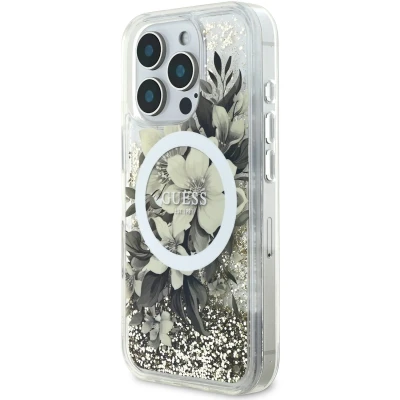 Afbeelding van Guess GUHMP16LLFMWTE iPhone 16 Pro 6,3&quot; beige/beige hardcase Liquid Glitter Flower MagSafe