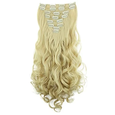 Afbeelding van CAISHA XL 45cm 7 Delige Set CLIP IN EXTENSIONS Haarextensies Haarstukje Golvend Platinablond CE30 1