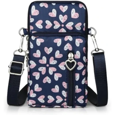 Afbeelding van Kleine schoudertas voor vrouwen, compacte telefoontas met hoofdtelefoonopening, verstelbare schouderriem, waterafstotend nylon