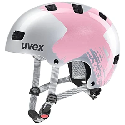 Afbeelding van uvex kid 3 robuuste fietshelm voor kinderen individueel passysteem geoptimaliseerde ventilatie silver rosé 55 58 cm