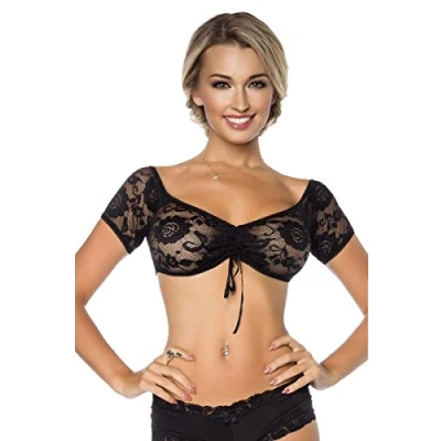 Afbeelding van Atixo Dirndl Blouse Top Zwart, Kurze Länge, XS