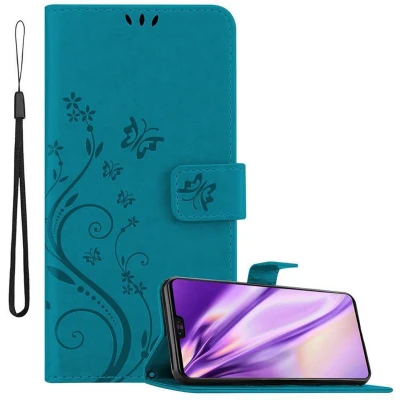 Afbeelding van Cadorabo Hoesje geschikt voor Huawei MATE 30 in Bloemen BLAUW Beschermhoes Case Cover magnetische sluiting