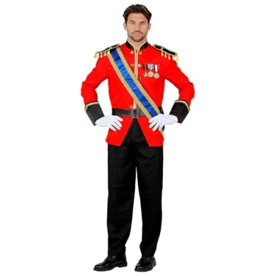 Afbeelding van Widmann Koning Prins &amp; Adel Kostuum Koninklijke Op Het Witte Paard William Man Rood, Zwart Large Carnavalskleding Verkleedkleding