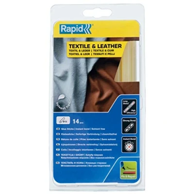 Afbeelding van Rapid Lijmpatronen voor Textiel en Leer, 14 Lijmsticks 190mm Lengte, Speciaallijm, Hete Lijm Lijmpistolen 11mm, 12mm