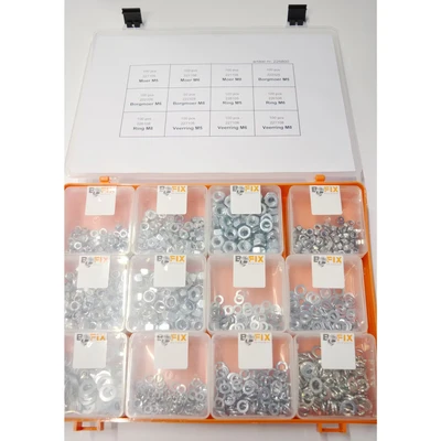 Afbeelding van Bofix Assortimentsdoos 12 vaks ringen en moeren