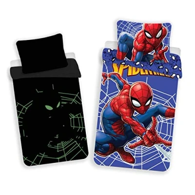 Afbeelding van Spider Man Dekbedovertrek Glow in the Dark 140 x 200 cm + 1 kussensloop 70 90 Katoen