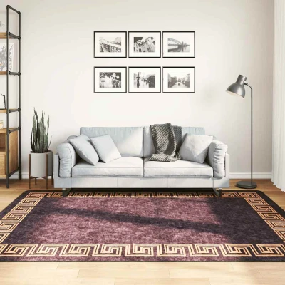 Afbeelding van Vloerkleed wasbaar anti slip 160x230 cm zwart en goudkleurig
