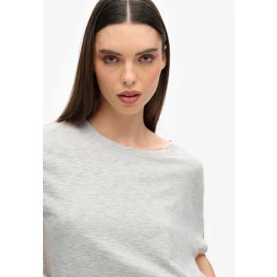 Afbeelding van Superdry Slouchy Cropped Tshirt basic, Dames, Maat: 44, Pepper grey marl
