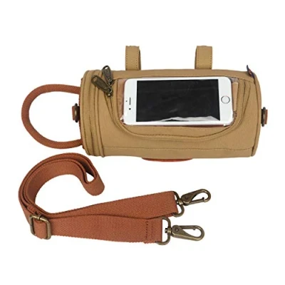 Afbeelding van TOURBON Wasterproof Canvas Fietstassen Fiets Pouch Stuurtas Khaki
