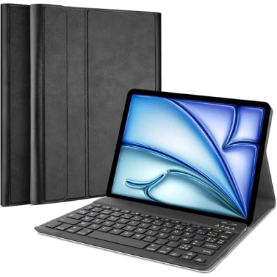 Afbeelding van Cazy Hoes met Toetsenbord geschikt voor iPad Air 11 2024 (6th Gen) Azerty indeling Zwart