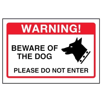 Afbeelding van V veiligheid DP008AL R 150mm x 100mm 1mm stijve plastic Pas op voor de hond, gelieve niet invoeren teken
