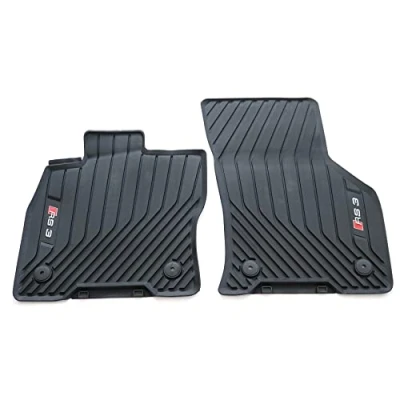 Afbeelding van Audi 8Y1061221B041 rubberen vloermatten Premium all weather matten 2 x voor, zwart, met RS3 opschrift, niet voor Mild Hybrid (MHEV)