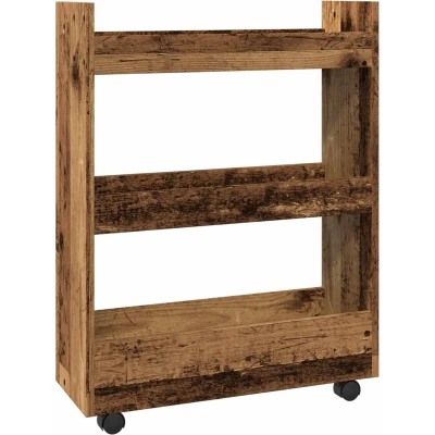 Afbeelding van vidaXL Opbergtrolley smal 3 laags bewerkt hout oud houtkleurig