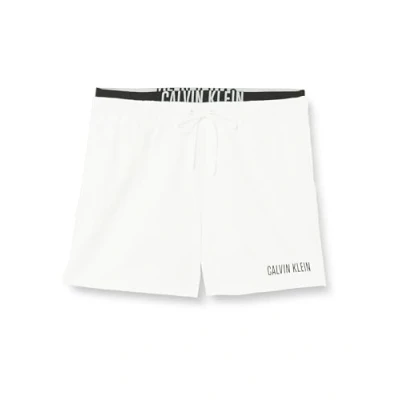 Afbeelding van Calvin Klein Swimwear Medium Double Zwemshorts, Heren, Maat: XL, Classic white