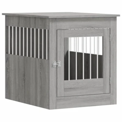 Afbeelding van Hondenbench 64,5x80x71 cm bewerkt hout grijs sonoma