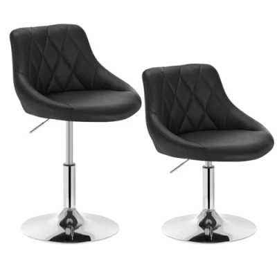Afbeelding van WOLTU BH241ws 2 Set van Barkruk Wit verstelbaar en draaibaar,Barstoelen Kunstleer chroomstaal