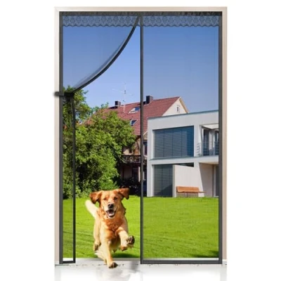 Afbeelding van EXTSUD Vliegengaas voor deur, magnetisch, 70 x 200 cm, insectenbescherming balkondeur, woonkamer, terrasdeur, zwart