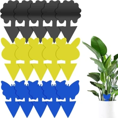 Afbeelding van gele stickers rouwmuggen, bestrijden, 30 stuks, vliegenval, borden, fruitvliegenval, lijmval, insectenval, insecticidevrije lijmval voor tuin, vrucht, planten