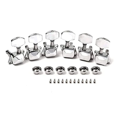Afbeelding van Alnicov Semiclosed Gitaar Tuners 3L3R String Tuning Pegs Keys Machine Heads Set Voor Epiphone Les Paul Elektrische Of Akoestische Gitaar, Chroom