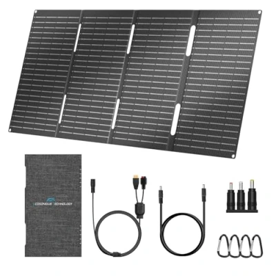 Afbeelding van Ecosonique Draagbaar zonnepaneel, 60 W, USB A &amp; C opvouwbaar zonnepaneellader met afneembare powerhub, IP67 weerbestendig zonnepanelen voor camping, outdoor