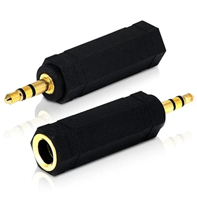 Afbeelding van Verpakking van 2 eenheden Vergulde 3,5 mm (1/8 inch) tot 6,35 (1/4 stekker mannelijk naar vrouwelijk stereo adapter en audio jack connector Mobi Lock