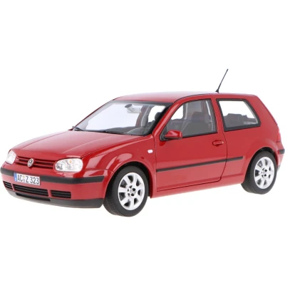 Afbeelding van De 1:18 Diecast Modelauto van Volkswagen Golf IV uit 2002 in rood. fabrikant het schaalmodel is Norev. Dit model alleen online verkrijgbaar.