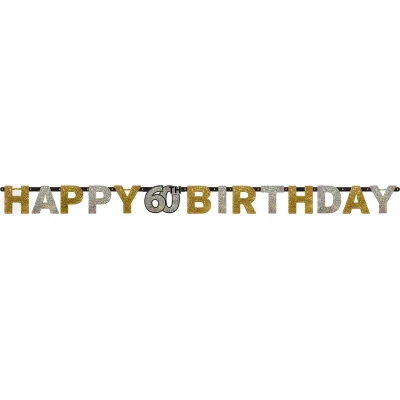 Afbeelding van Letterslinger Sparkling zilver goud 60 jaar.