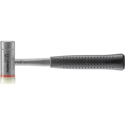 Afbeelding van Halder Kunststofhamer lengte 295 mm kop d. 35 hard stalen buis nylon wit/temperstaal 1 stuk 3677.035