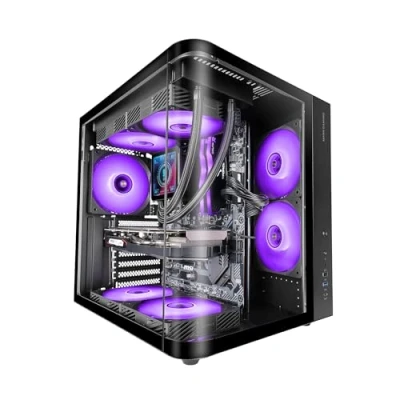 Afbeelding van Mars Gaming MC CURV, ATX behuizing, Drievoudig Gebogen Doorlopend Gehard Glas Voor en Zijkant, Dubbele Kamerstructuur, Compacte PC Mid Tower, Grote Interne Capaciteit, USB C, 3.0, Zwart