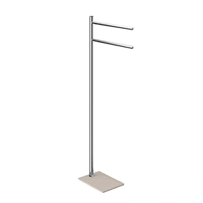 Afbeelding van GEDY G Seoul Staande lamp beige met oppervlak champagne/crème, afmetingen 83,3 x 34 14 cm, handdoekhouder van roestvrij staal en cromall, inclusief inbussleutel, metaal,