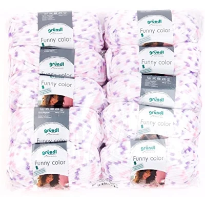 Afbeelding van Gründl Funny color (fluweelachtig chenille brei en haakgaren van 100% polyester, 100 g/120 m, naalddikte: 5 6, 10 x g), roze paars kleur, 47,50 40,00 cm