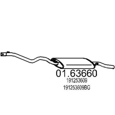 Afbeelding van MTS 01.63660 Einddemper 1580mm VOLKSWAGEN: Golf II Hatchback (19E, 1G1) 1.3, 1.6, 1.6 D, 1.0 1983 1992