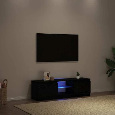 Afbeelding van vidaXL Tv meubel met LED 120x30x36 cm bewerkt hout zwart eiken