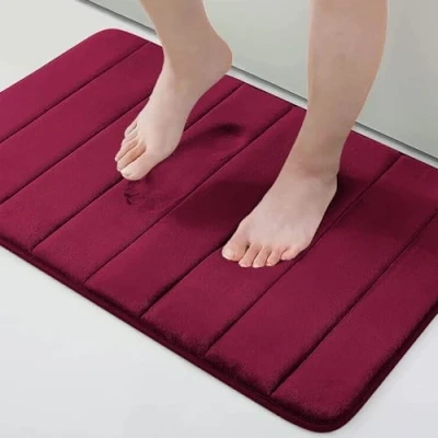 Afbeelding van Homaxy Badmat van traagschuim, absorberend, antislip, wasbaar, 40 x 60 cm, wijnrood