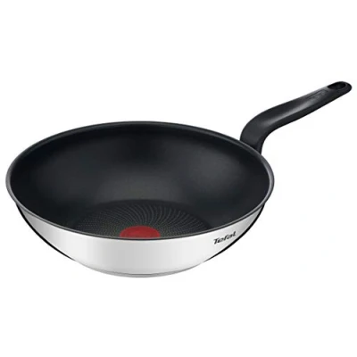Afbeelding van TEFAL E3091904 PRIMAIRE roestvrijstalen wokpan met antiaanbaklaag 28 cm geschikt voor inductie