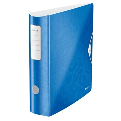 Afbeelding van Leitz 180 Active WOW Ordner, Capaciteit van 500 Vellen A4 Papier, Rugbreedte 82 Millimeter, Uniek Gepatenteerd Mechanisme, Elastische Bandsluiting, PP, Blauw, 11060036