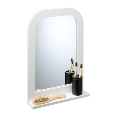 Afbeelding van Relaxdays badkamerspiegel met opbergruimte, wc, hal, rechthoekig, HBD: 54 x 38 8,5 cm, mdf, wandspiegel lijst, wit